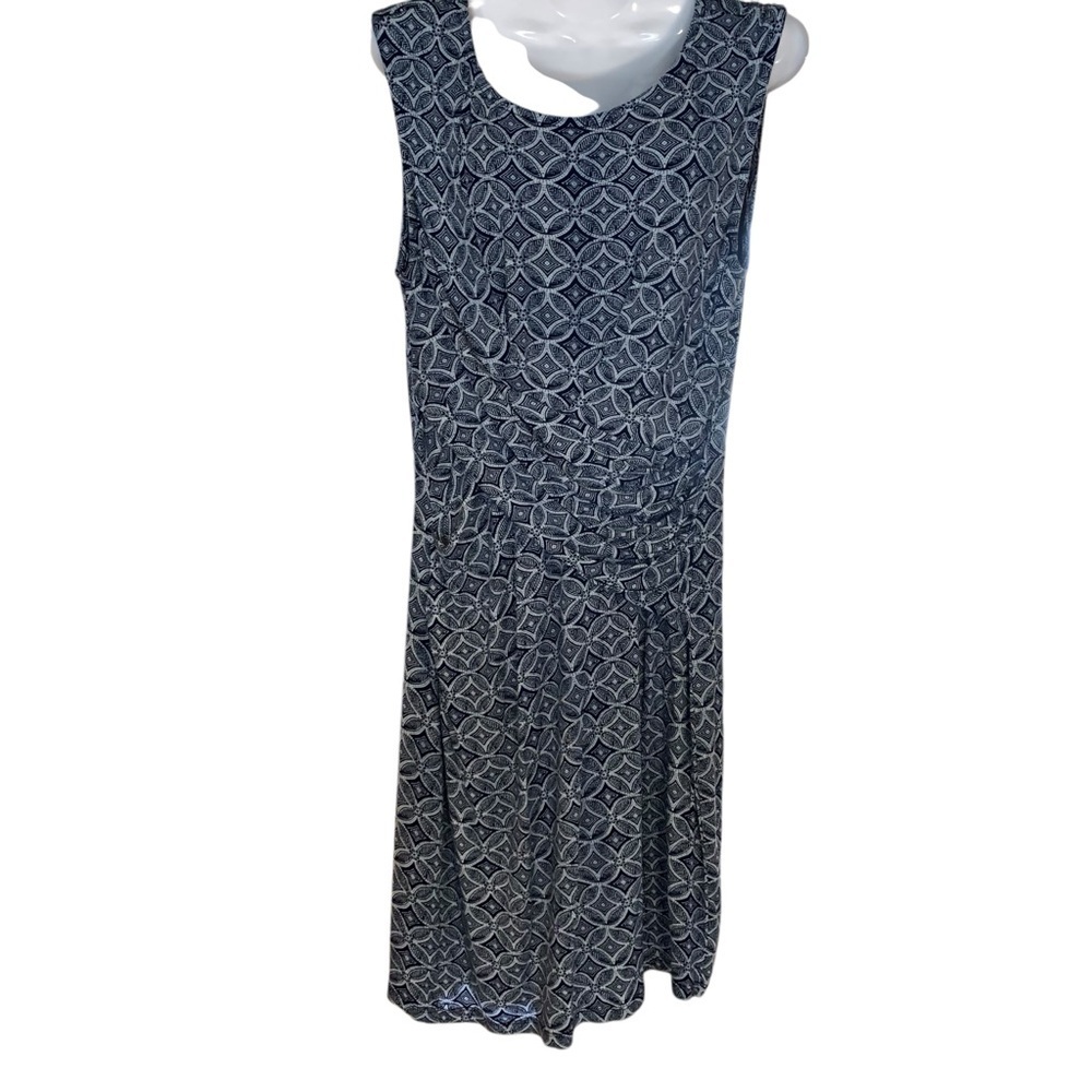 KUT FROM THE KLOTH Blue & White Sheath Dress Scoop Neck Midi - Size 6